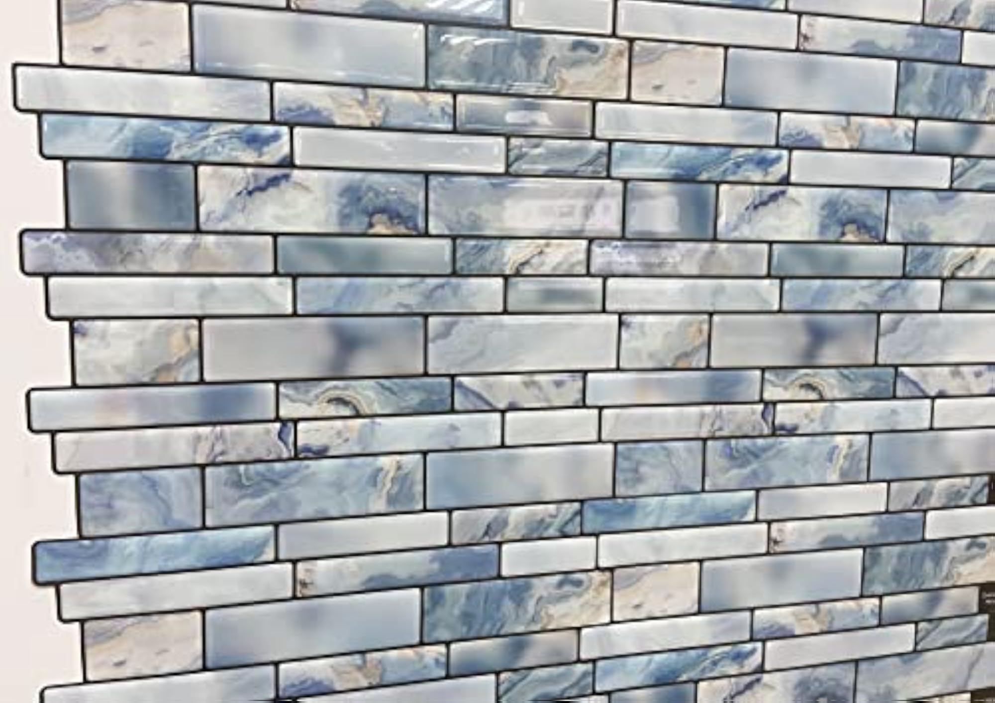 Blue Marble Stone Self Adhesive Removable Tiles for Kitchen